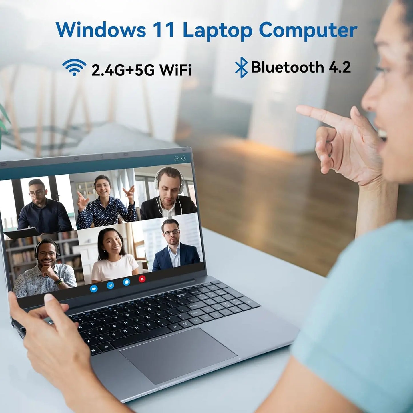 15.6"Laptop Computer Windows 11 Quad-Core Celeron with Battery 8GB DDR4 256GB SSD