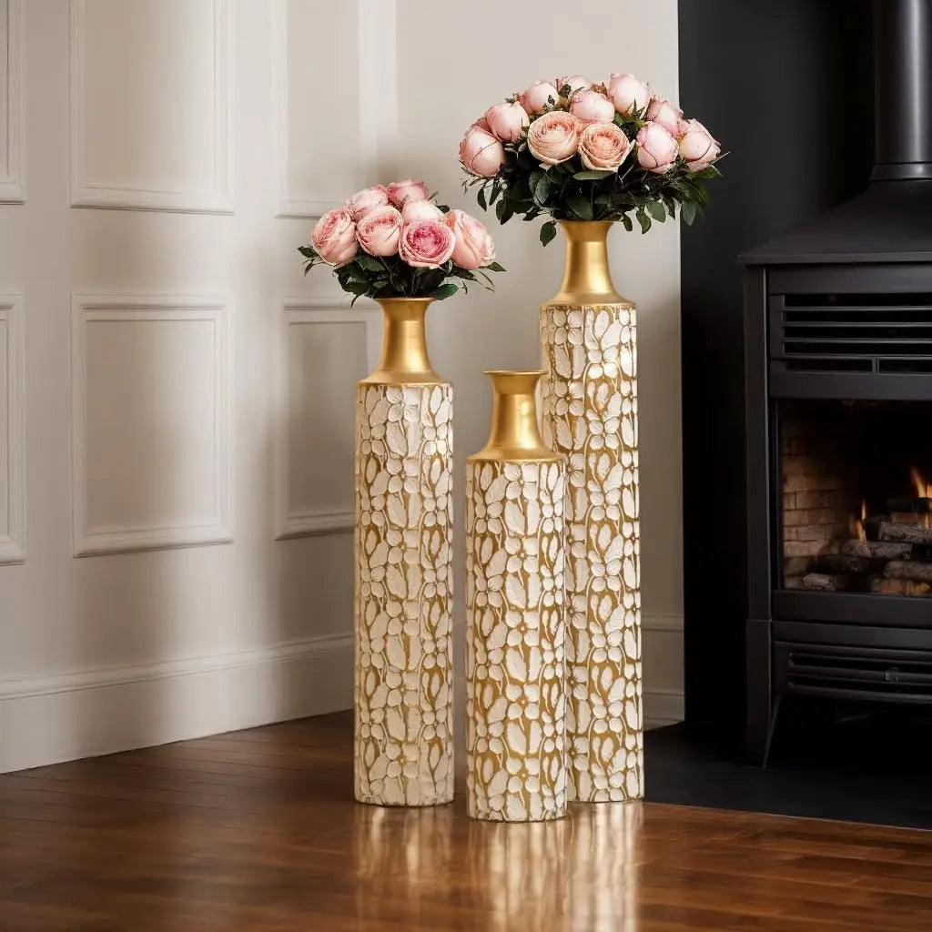 Large Gold Floor Vases Set of Inch Tall Decorative Vase for Home Decor