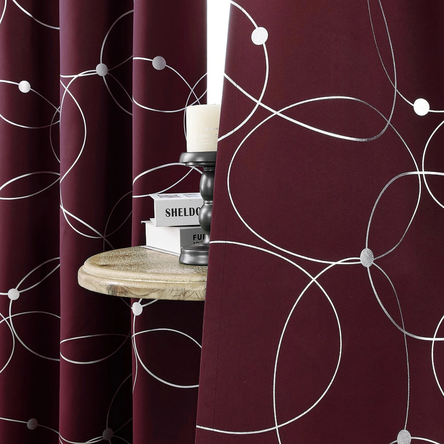 4 PCS Circle And Dots Foil Blackout Curtains Grommet Thermal Insulated