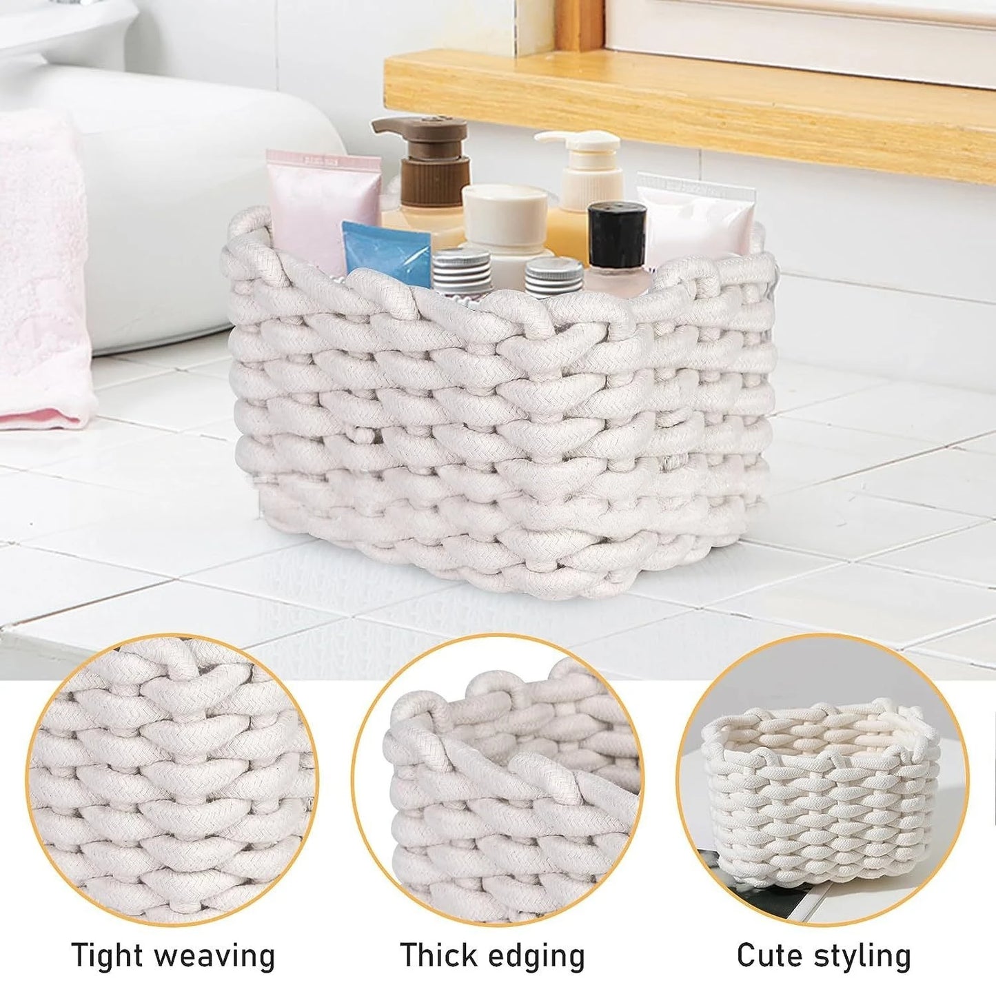 Small Storage Basket, Mini Basket, Cute Small Cotton Rope Woven Basket