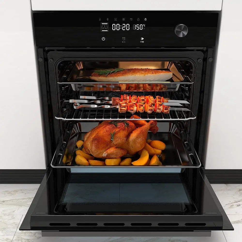 24 Inch Electric 3000W Convection Wall Oven, Touch Screen Control, 8 Cooking Functions, Easy Clean Removable Glass Door
