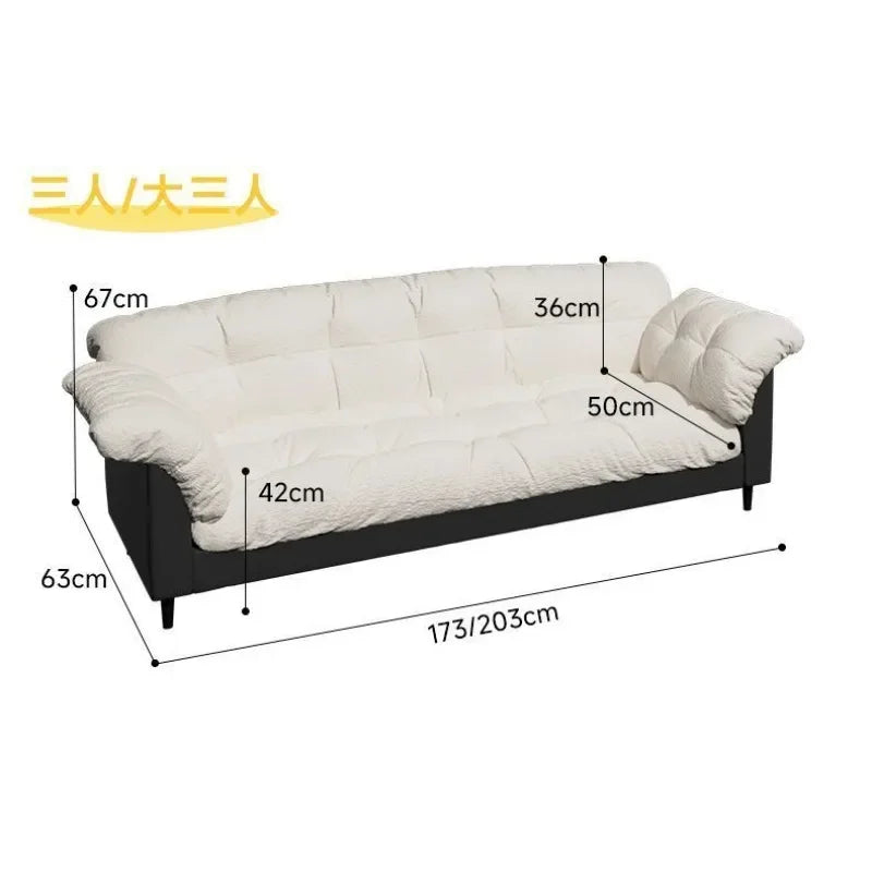 Modern Cloud Loveseat Sofa Plush 2-Seater Couch with Pillow Armrests for Small Spaces Living Room Bedroom Dorm Compact Design
