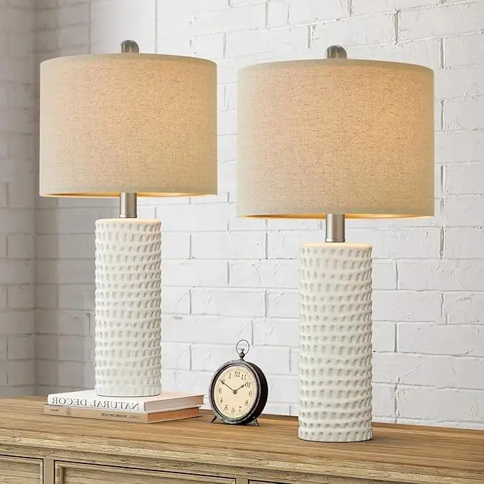 18.25in Modern Accent Ceramic Table Lamp Set of 2 for Bedroom, lamps for Living, Room Study, Room Office