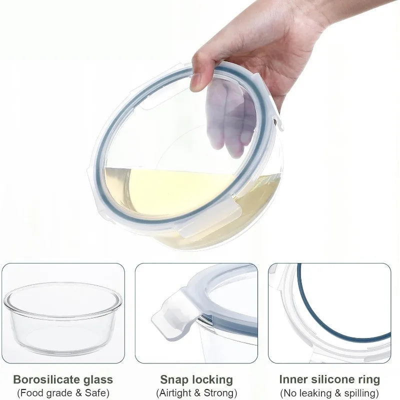 24 Pieces Air tight Glass Meal Prep Containers with Lids, Microwave and Freezer Safe