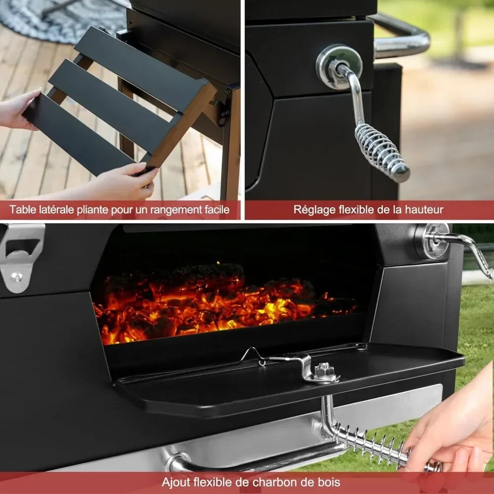 Grill 24-Inch Charcoal with Foldable Side Table, 490 Square Inches Heavy-duty BBQ Grill