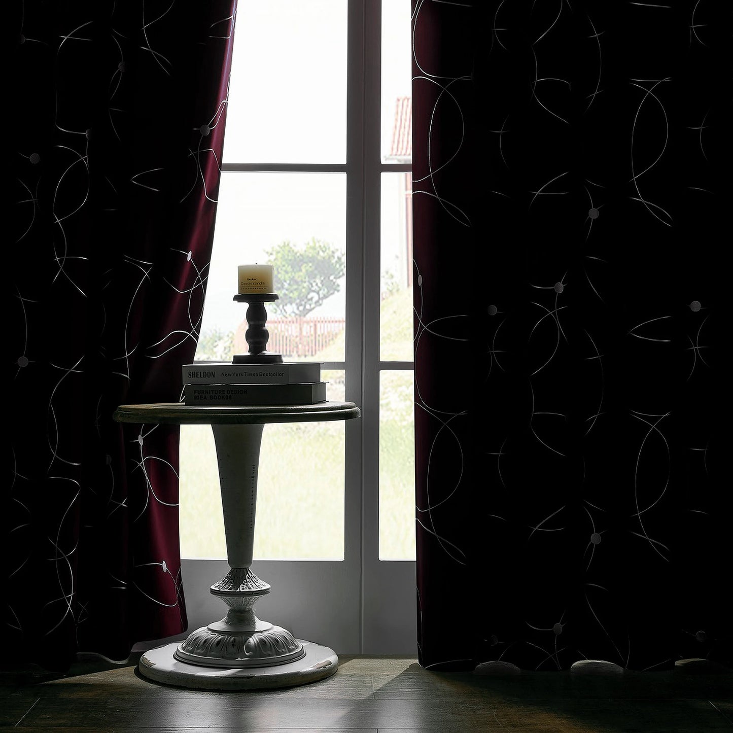 4 PCS Circle And Dots Foil Blackout Curtains Grommet Thermal Insulated