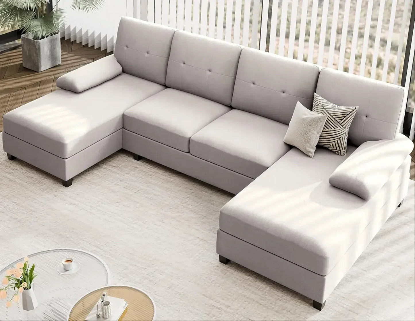 4 Seat U-Shaped Sofa Couch Living Room Furniture
