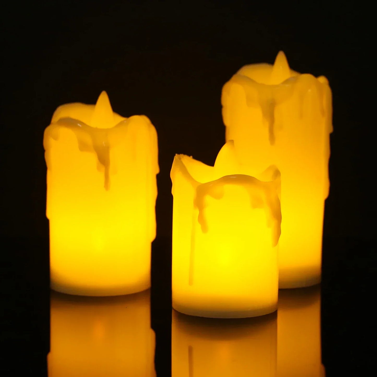 3Pc Dripping Wax Tea Light 55/70/85MM, Realistic Votive LED Electronic Candles Battery Operated
