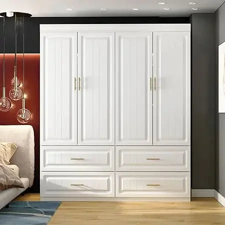 Dressing Table Wardrobe Closet with Doors Large Cabinet with Shelves, Organizer Cabinet Dresser for Bedroom