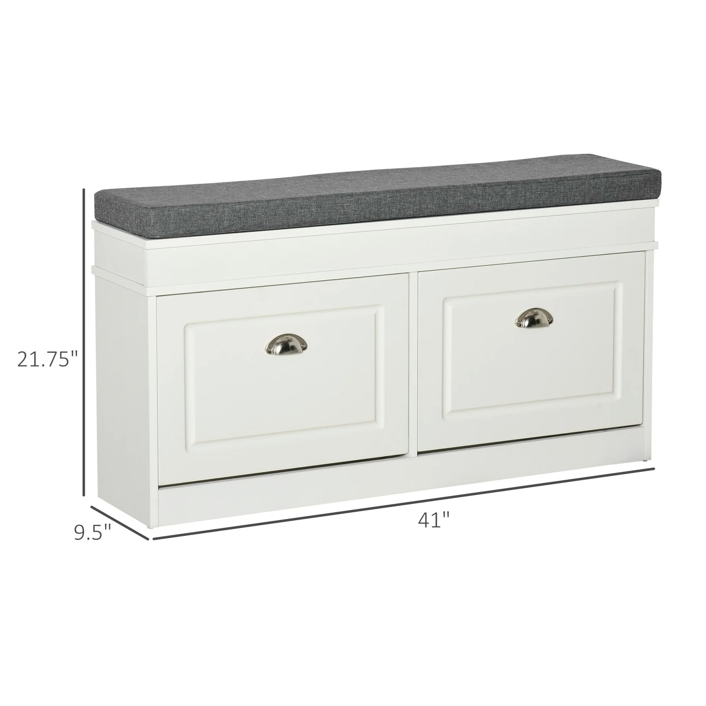 41" Entryway Shoe Rack Bench Storage Organizer Ottoman W/ 2 Drawers, Cushion