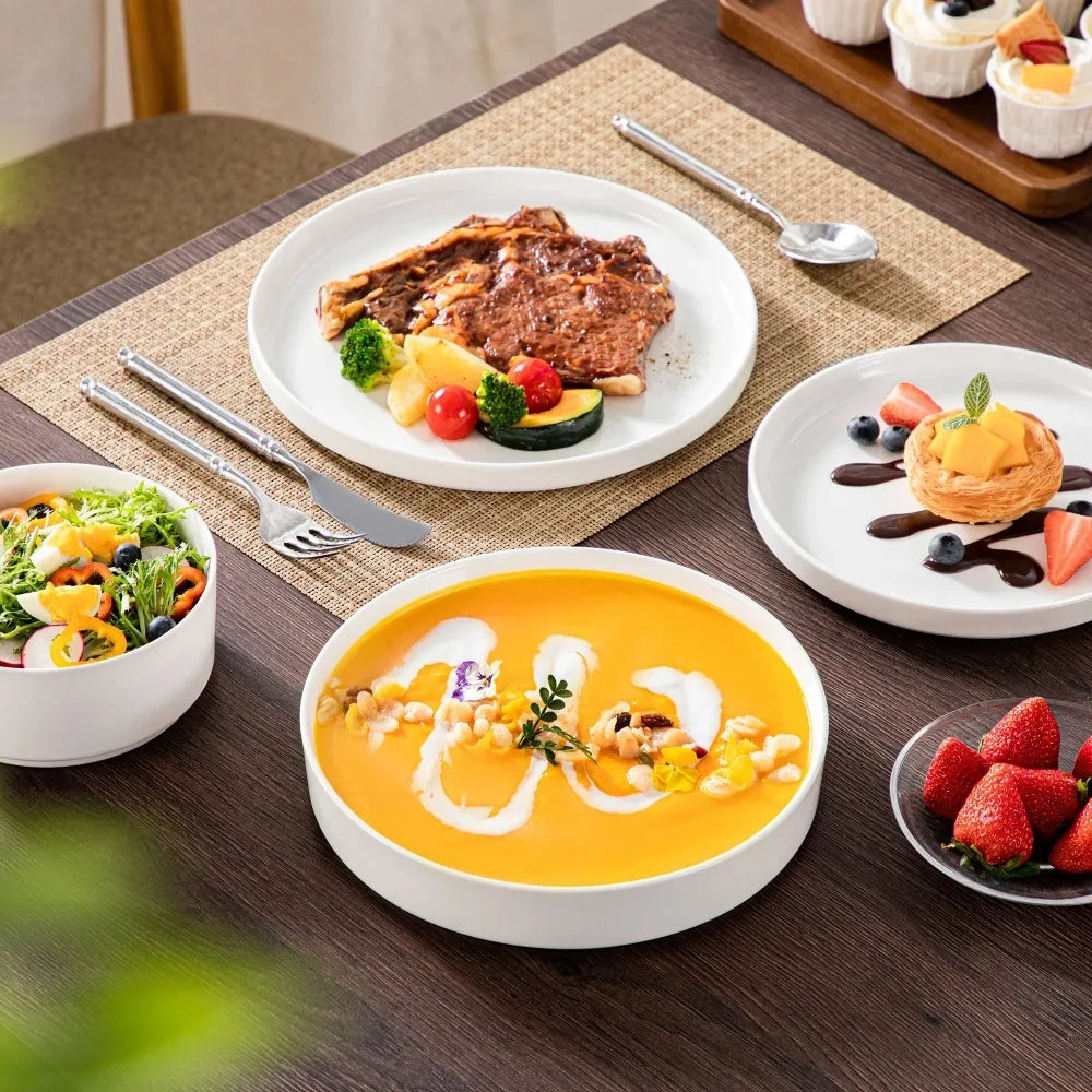 Ceramic Tableware Set 12/16/18/24PCS Dinner Plate, Dessert Plate, Bowl, Dinner Tableware Set Home Party Supply