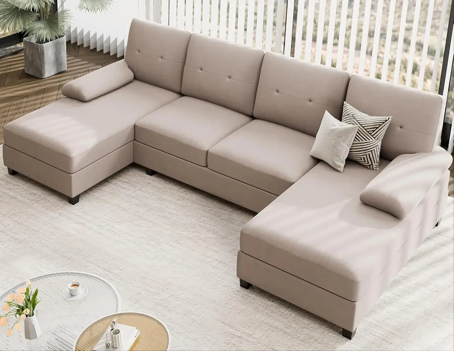 4 Seat U-Shaped Sofa Couch Living Room Furniture