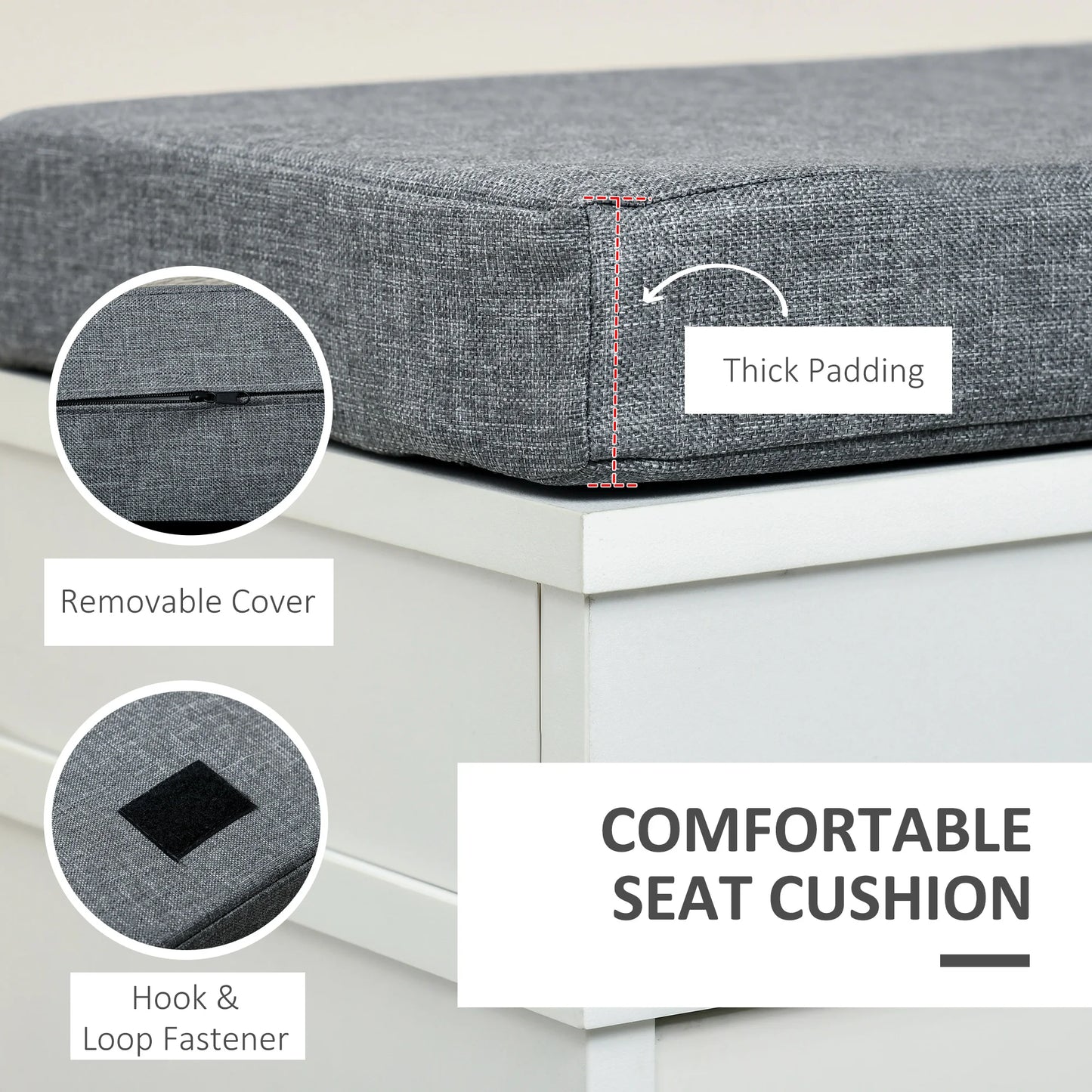 41" Entryway Shoe Rack Bench Storage Organizer Ottoman W/ 2 Drawers, Cushion