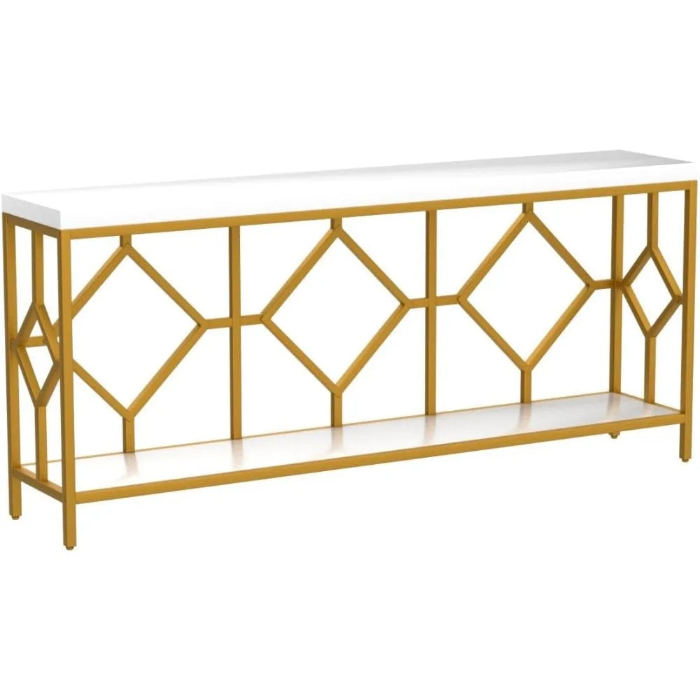 70.86 Inches Extra Long 2-Tier Narrow Console Table for Entryway, Sofa Table Behind Couch,Accent Table