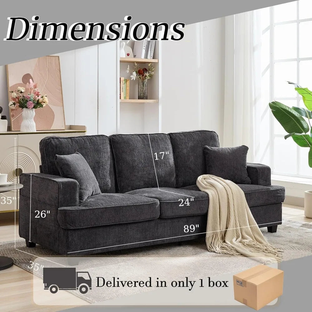 Sofa Couch for Living Room, Loveseat Sofa with Extra Comfy Deep Seat, Mid Century Comfortable 3 Seater Couch for Home Bed