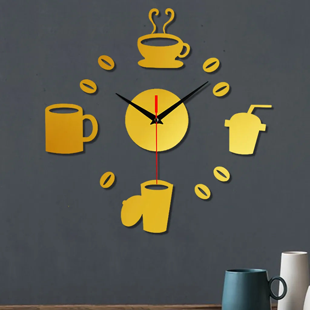 DIY Coffee Cups Kitchen Clock Wall Decor