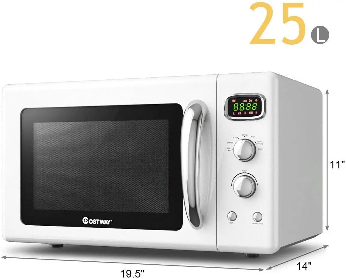 Retro Countertop Microwave Oven, 0.9Cu. ft, 900W Microwave Oven, with 5 Micro Power, Defrost & Auto Cooking Function