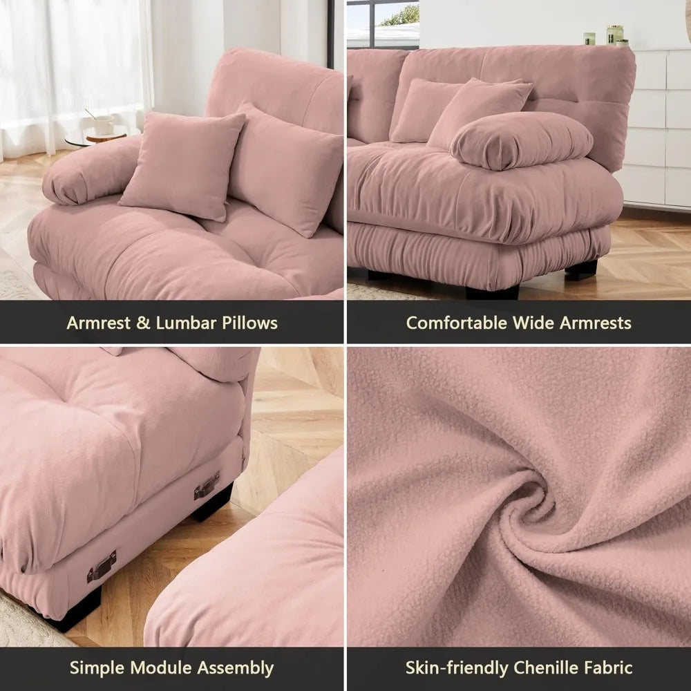 94.4 Inch Comfy Chenille Cloud Oversized Modular Sectional Sofa, Couches for Living Room