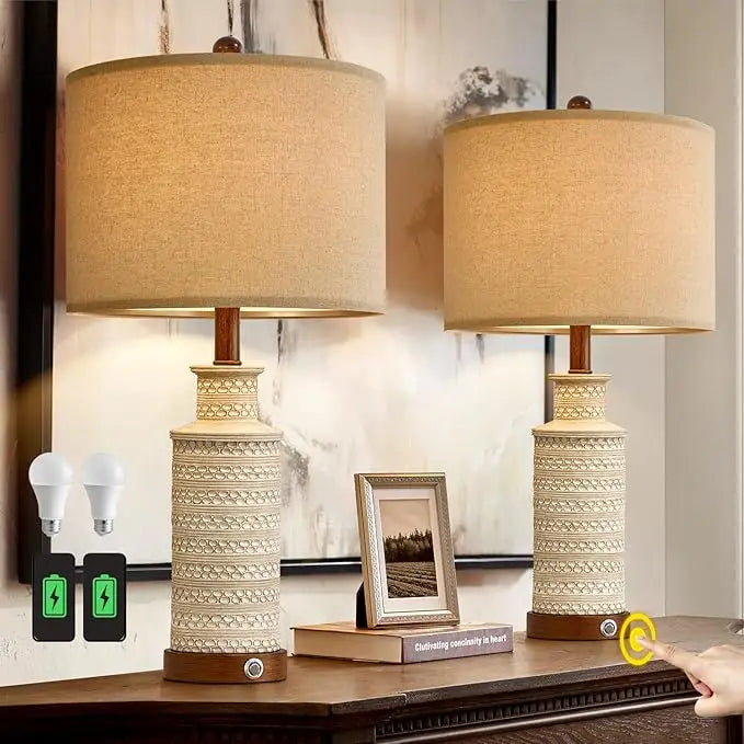 24'' Farmhouse Table Lamp Set of 2