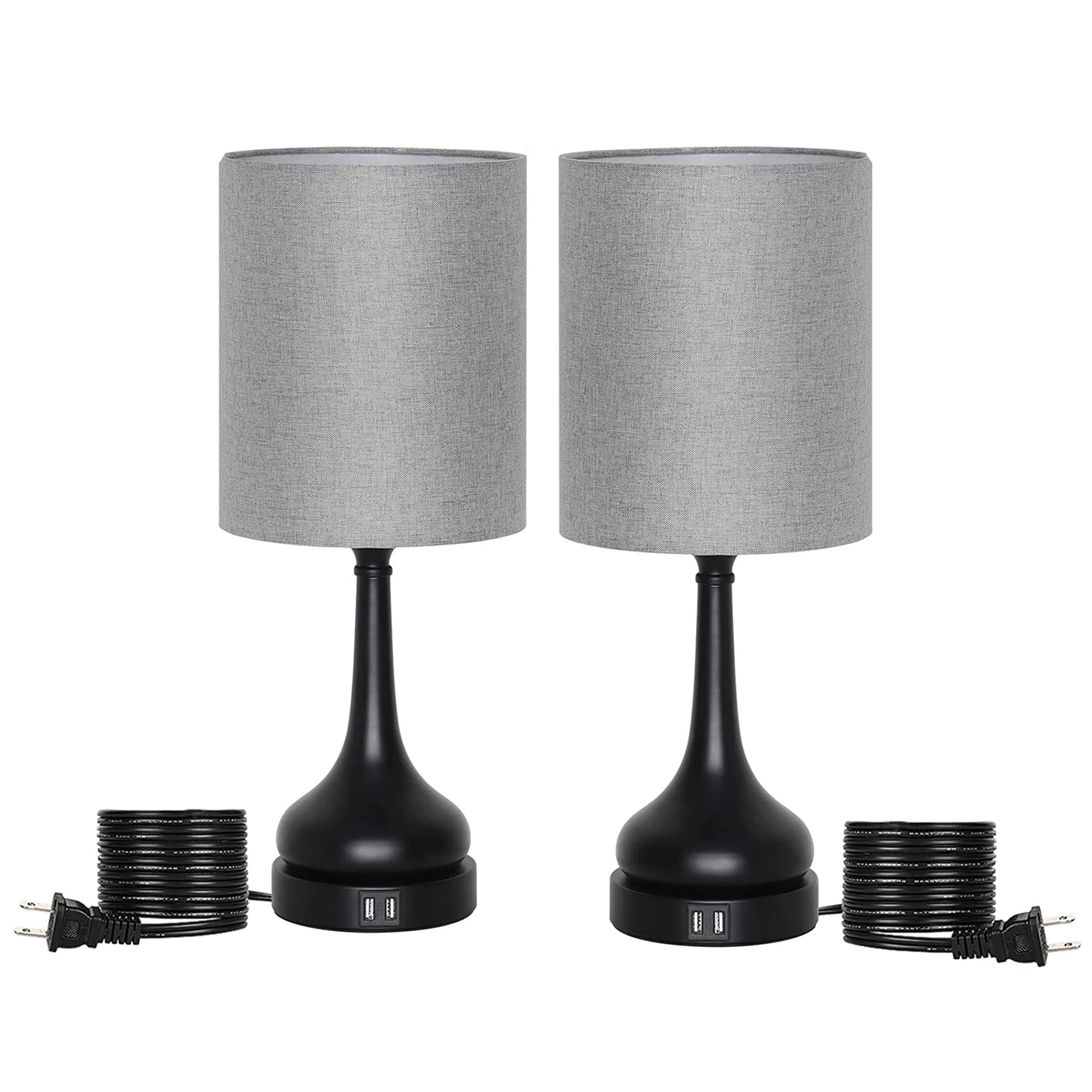 Table Lamp Set of 2 Table Lamps with Touch Control for Living Room with USB Charging Ports