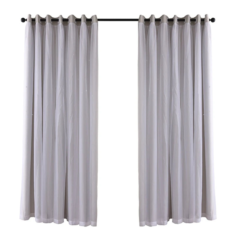 2-40x84in Panels Stars Curtains Blackout Curtains for Bedroom/Living room.