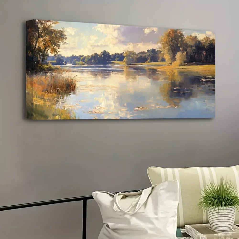 Natural landscape oil painting, Victorian style wall decoration, 1.5 inch thick pine solid wood frame, interior decoration