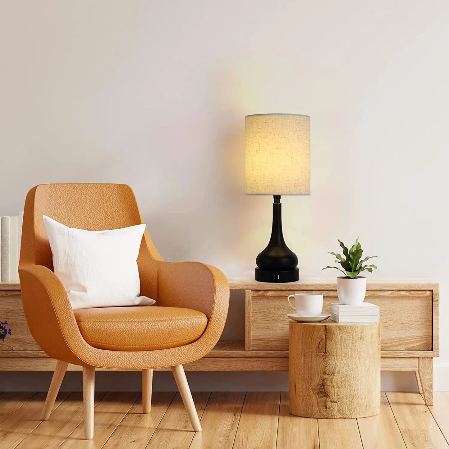 Table Lamp Set of 2 Table Lamps with Touch Control for Living Room with USB Charging Ports