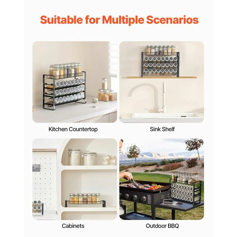 Spice Rack Organizer for Kitchen for cabinet and Countertop Seasoning Storage Organizer
