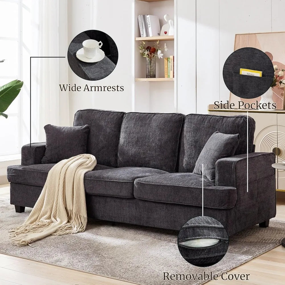 Sofa Couch for Living Room, Loveseat Sofa with Extra Comfy Deep Seat, Mid Century Comfortable 3 Seater Couch for Home Bed