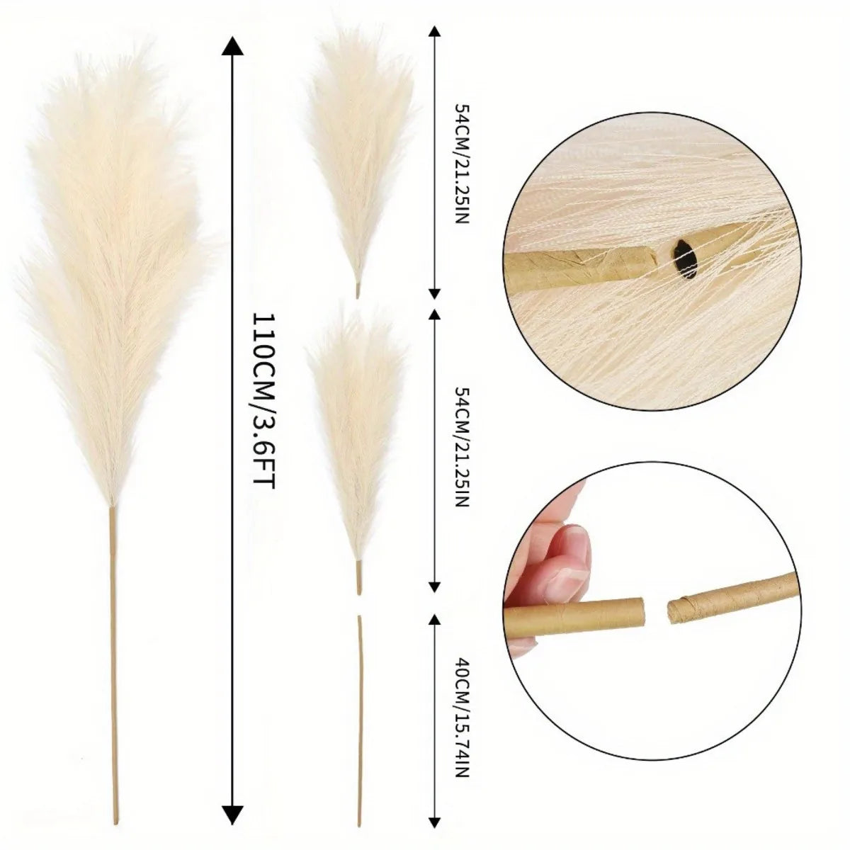 4 Pcs Artificial Pampas Grass Large Stems 43'' Tall