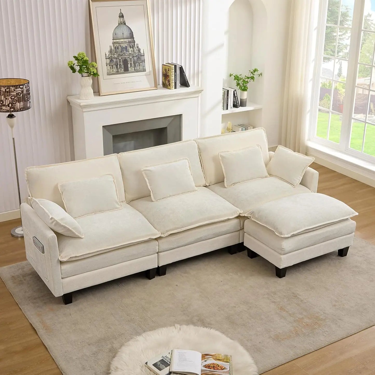 Living Room Sofa, Modular Sectional Sofa, 113" L Shaped Couch Set