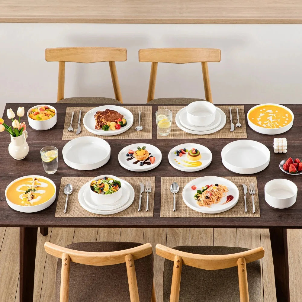 Ceramic Tableware Set 12/16/18/24PCS Dinner Plate, Dessert Plate, Bowl, Dinner Tableware Set Home Party Supply
