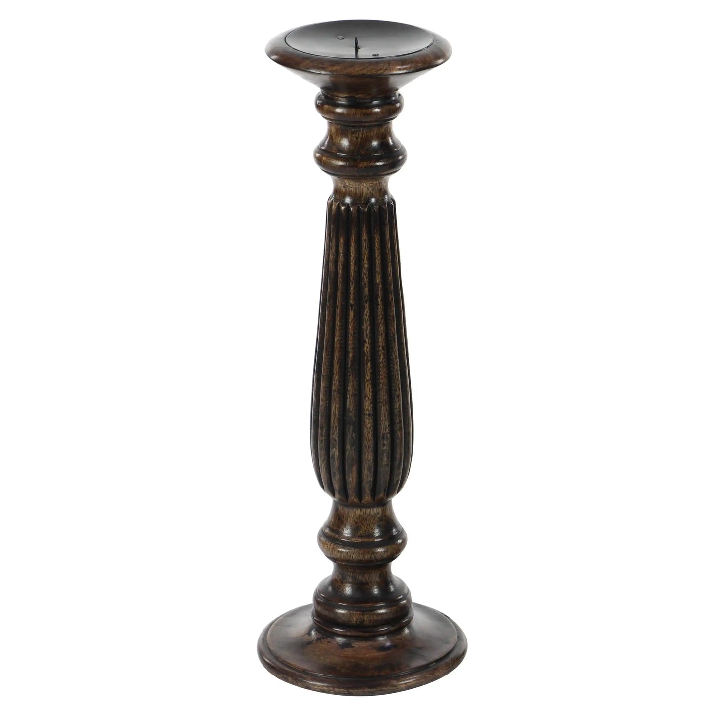 Candle Dark Brown Mango Wood Candle Holder, Set of 3