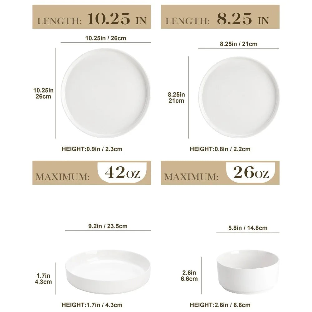 Ceramic Tableware Set 12/16/18/24PCS Dinner Plate, Dessert Plate, Bowl, Dinner Tableware Set Home Party Supply