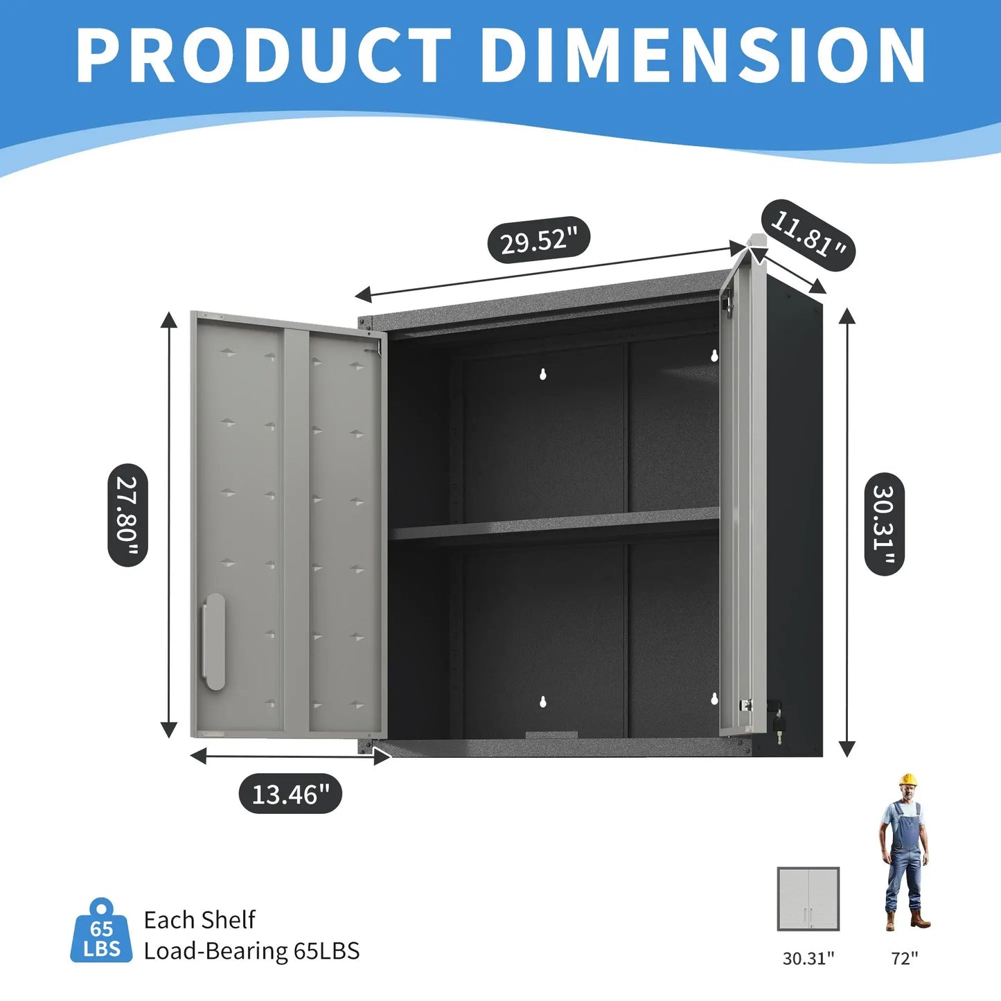 Metal Wall-Mounted Storage Cabinet with Locking Door