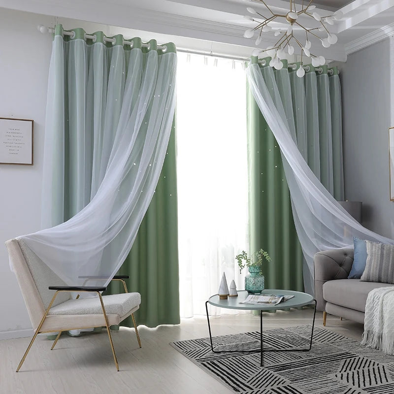 2-40x84in Panels Stars Curtains Blackout Curtains for Bedroom/Living room.