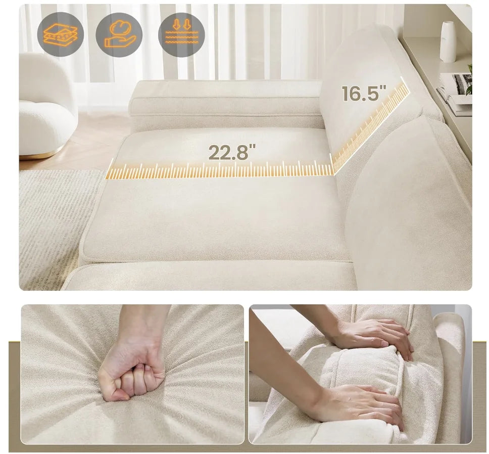 Sofas Couches for Living Room, Comfy Couch with Extra Deep Seats, Oversized Loveseat Sofa with Storage and 2 USB Chargin