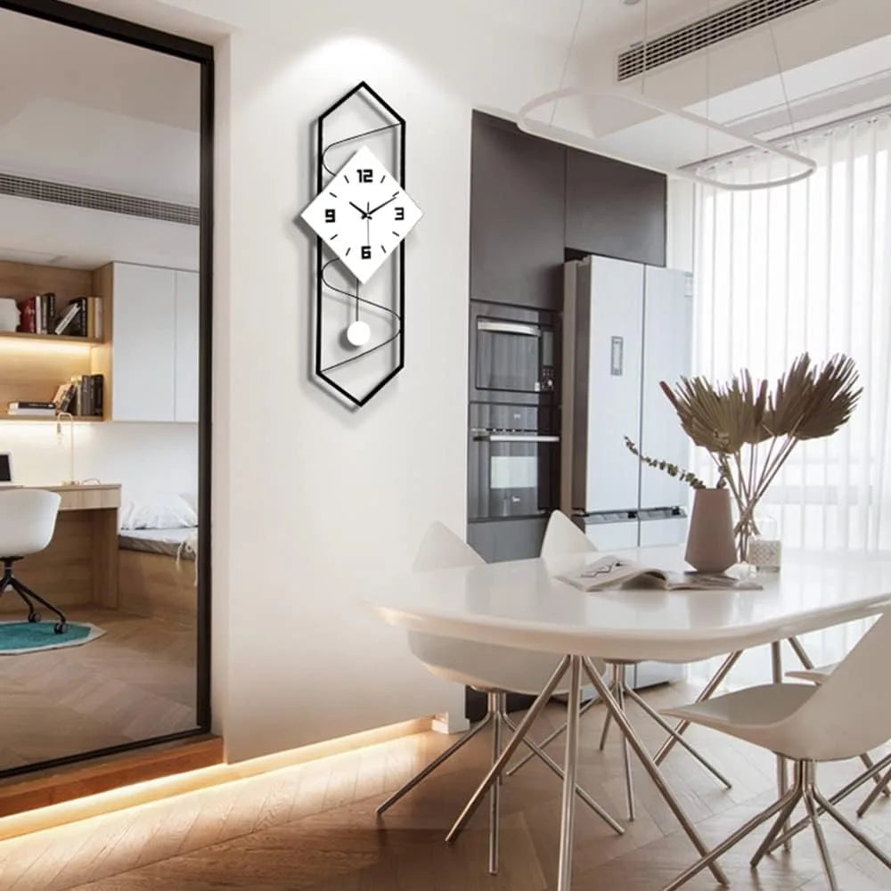 Silent Wall Clock Metal Modern Wall Clock Large Pendulum