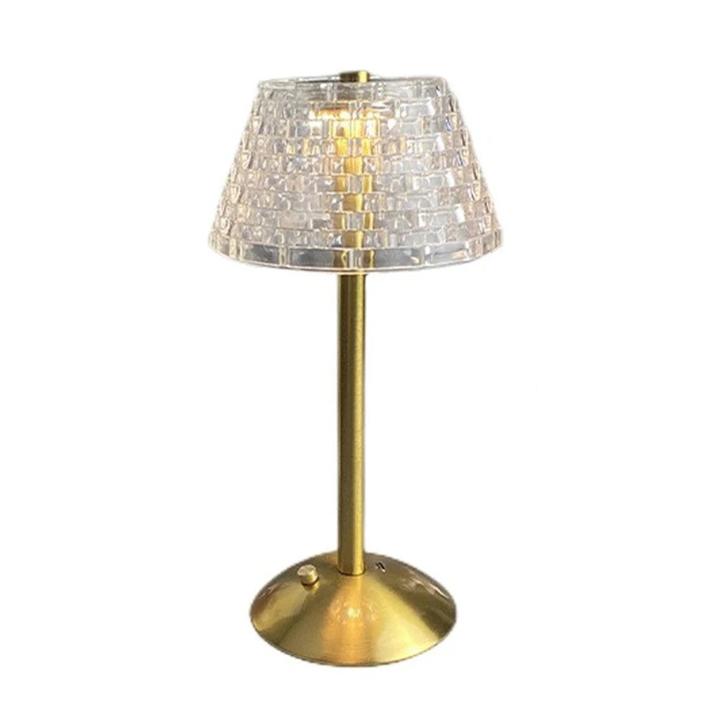 Crystal Table Lamp Metal Base Eye Protection Night Light Rechargeable