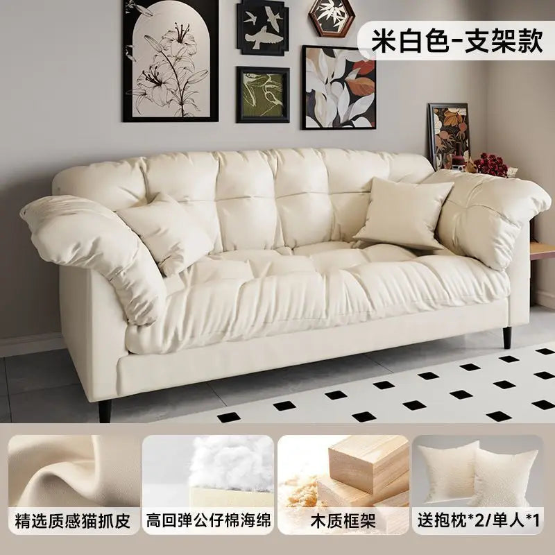 Modern Cloud Loveseat Sofa Plush 2-Seater Couch with Pillow Armrests for Small Spaces Living Room Bedroom Dorm Compact Design