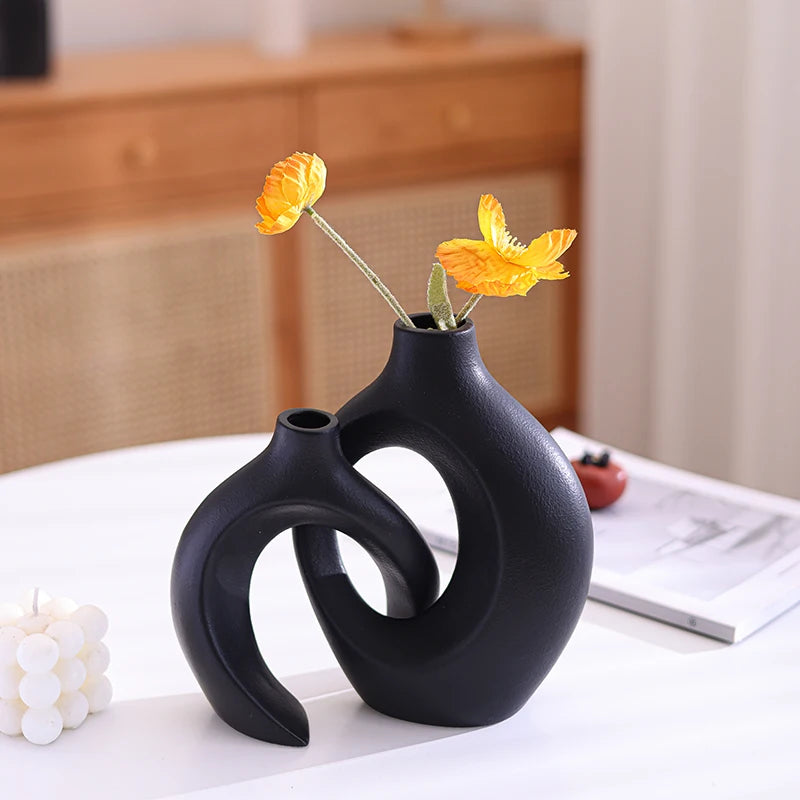 2pc ceramic vase artwork, living room bedroom study cafe and other decorations