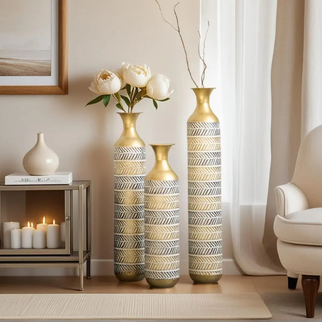 Large Gold Floor Vases Set of Inch Tall Decorative Vase for Home Decor