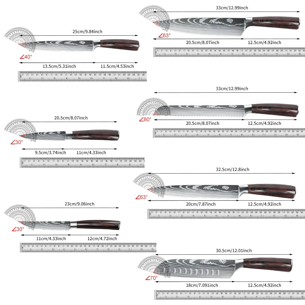 Knife Sets for Kitchen 14 Pieces with Knife Holder High Carbon Stainless Steel