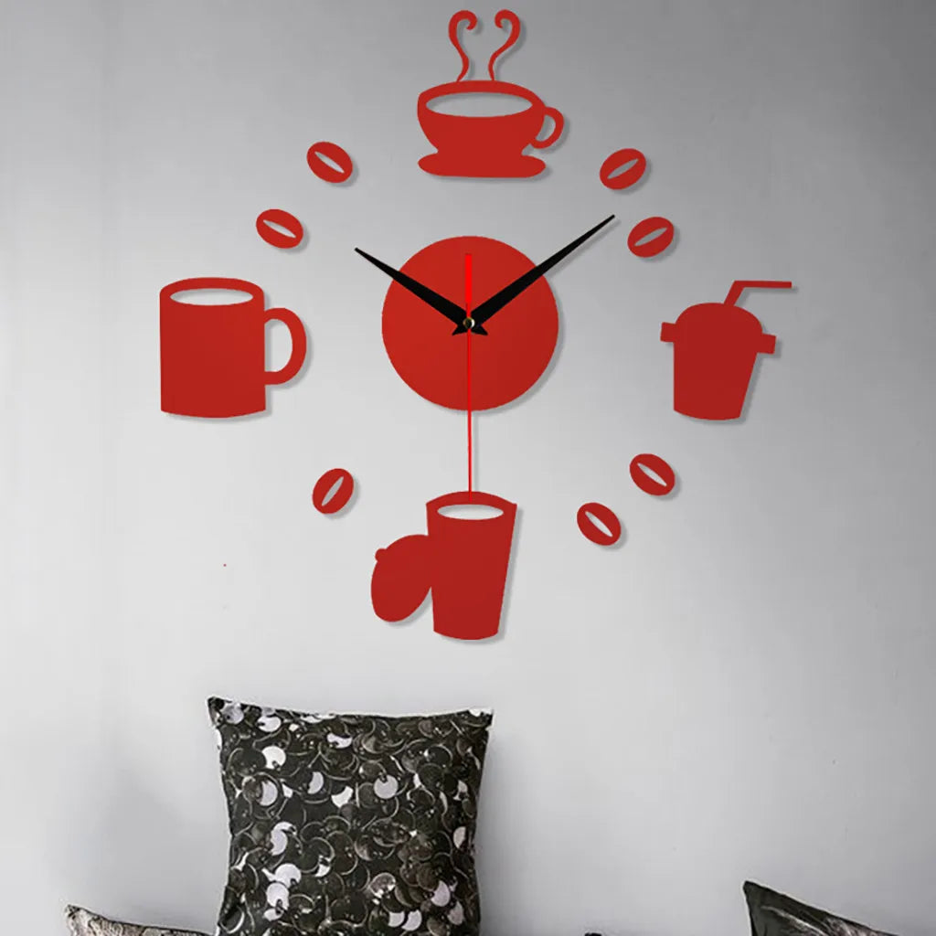 DIY Coffee Cups Kitchen Clock Wall Decor