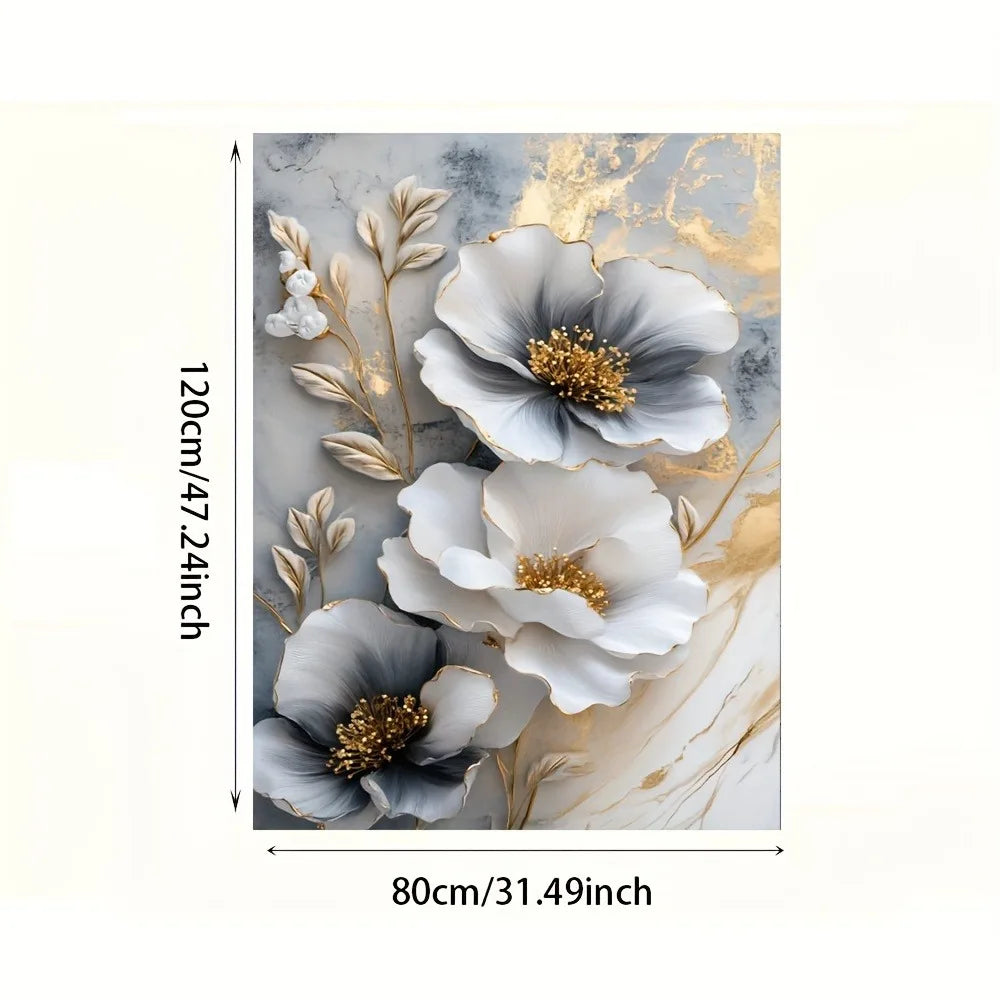 Modern luxury floral canvas mural, framed 3D floral painting, suitable for bedroom and living room decoration