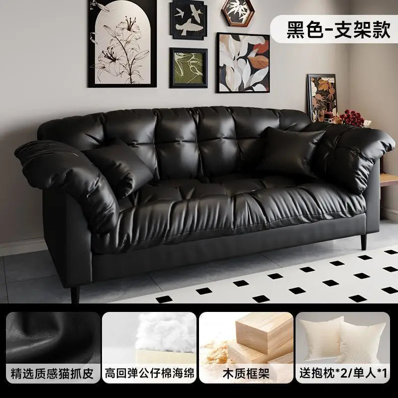 Modern Cloud Loveseat Sofa Plush 2-Seater Couch with Pillow Armrests for Small Spaces Living Room Bedroom Dorm Compact Design