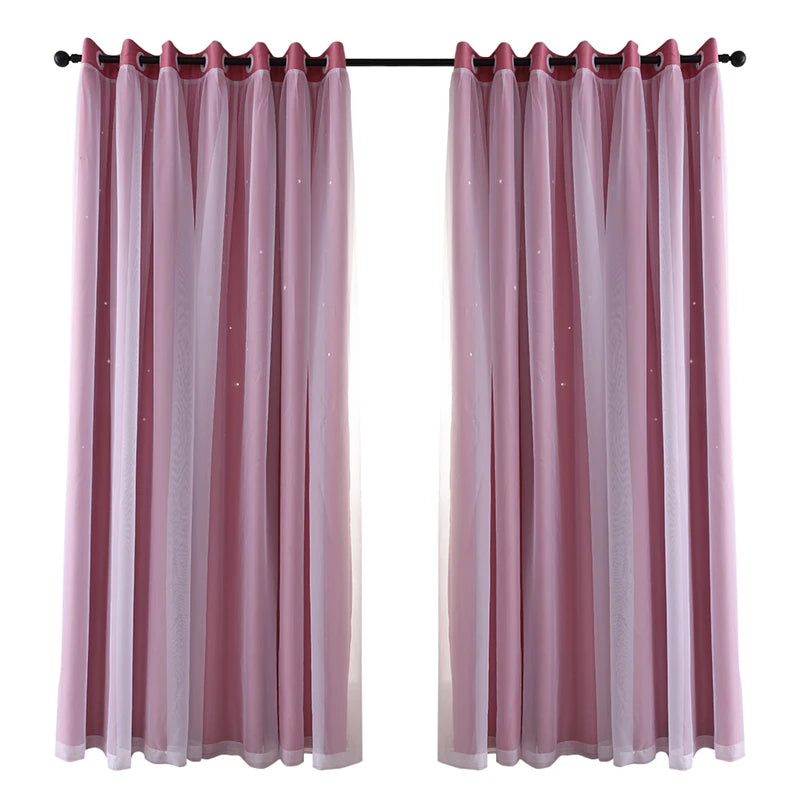 2-40x84in Panels Stars Curtains Blackout Curtains for Bedroom/Living room.