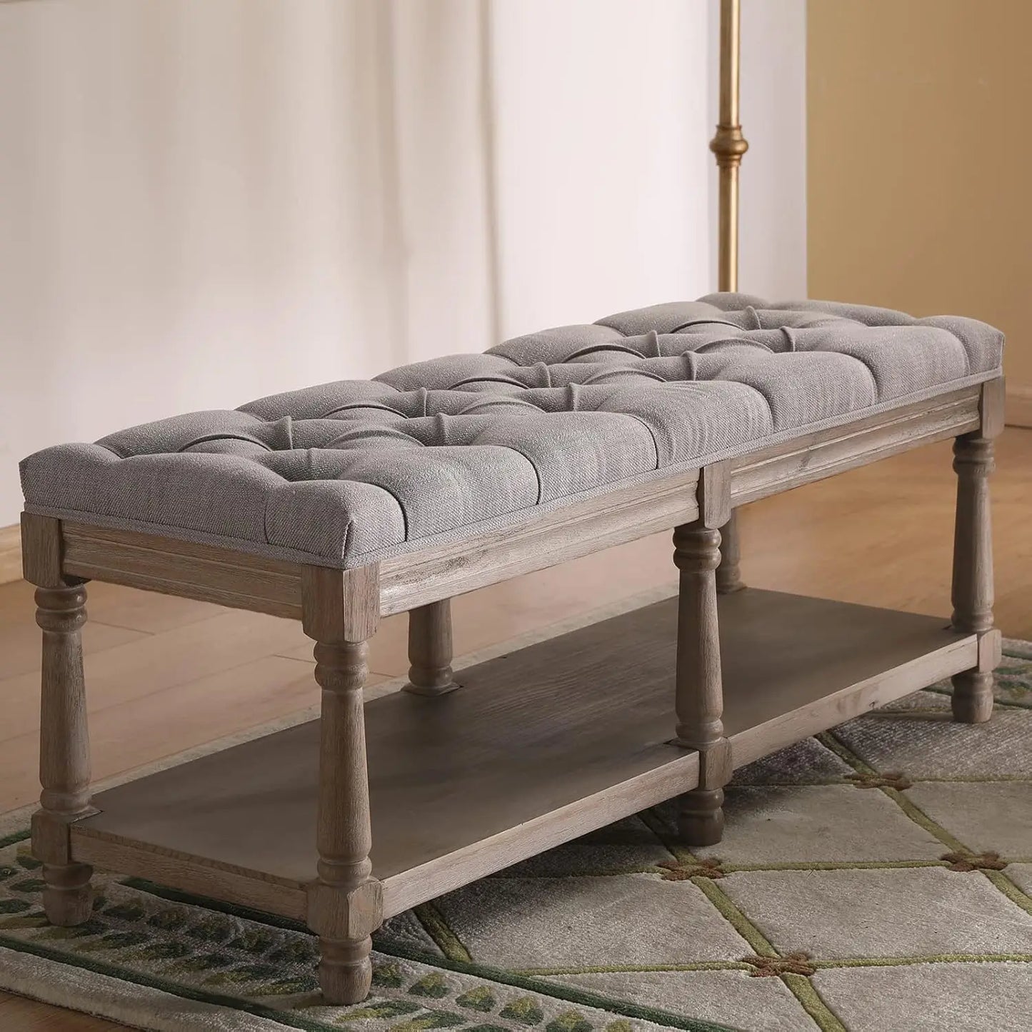 Upholstered Farmhouse Entryway Shoe Bench Or Bed End Stool