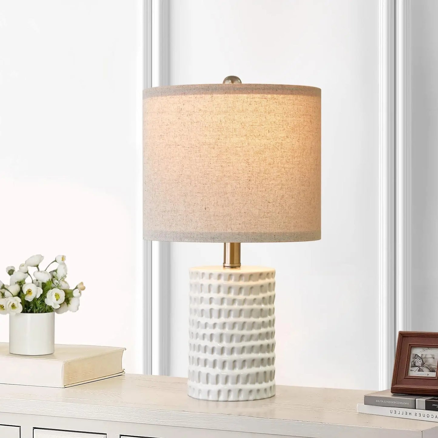 18.25in Modern Accent Ceramic Table Lamp Set of 2 for Bedroom, lamps for Living, Room Study, Room Office