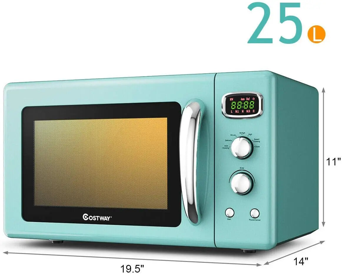 Retro Countertop Microwave Oven, 0.9Cu. ft, 900W Microwave Oven, with 5 Micro Power, Defrost & Auto Cooking Function